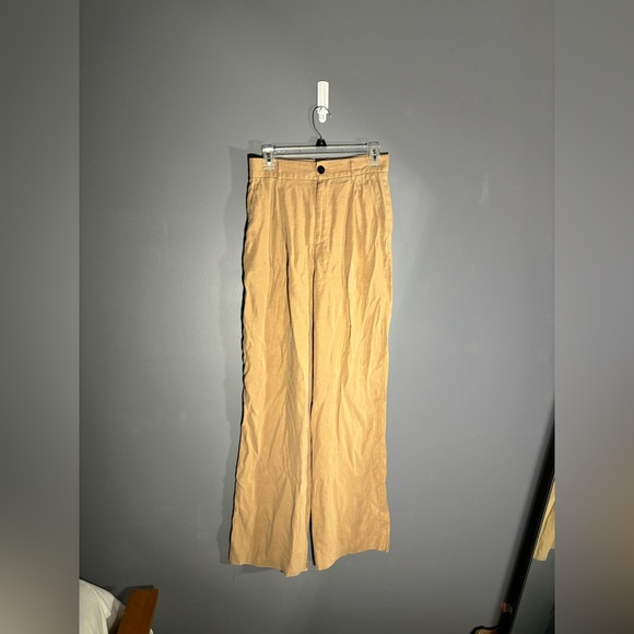 Zara Full Length Wide Leg Trouser Pants Taupe Tan Size Small - Picture 3 of 7
